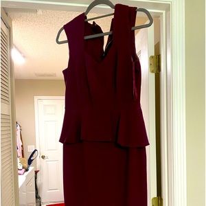 White House Black Market Burgundy Sheath with decorative bodice. Gently worn.
